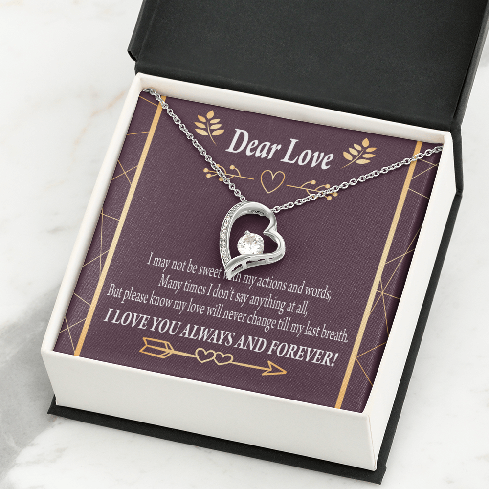 To My Girlfriend Apology to Wife Girlfriend My Love Forever Necklace w Message Card-Express Your Love Gifts