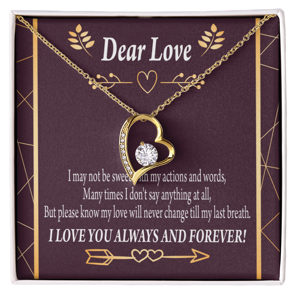 To My Girlfriend Apology to Wife Girlfriend My Love Forever Necklace w Message Card-Express Your Love Gifts