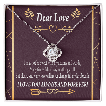 To My Girlfriend Apology to Wife Girlfriend My Love Infinity Knot Necklace Message Card-Express Your Love Gifts