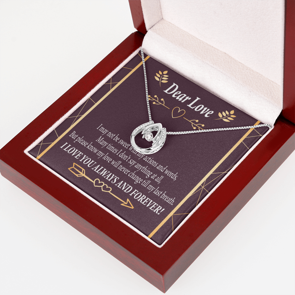 To My Girlfriend Apology to Wife Girlfriend My Love Lucky Horseshoe Necklace Message Card 14k w CZ Crystals-Express Your Love Gifts