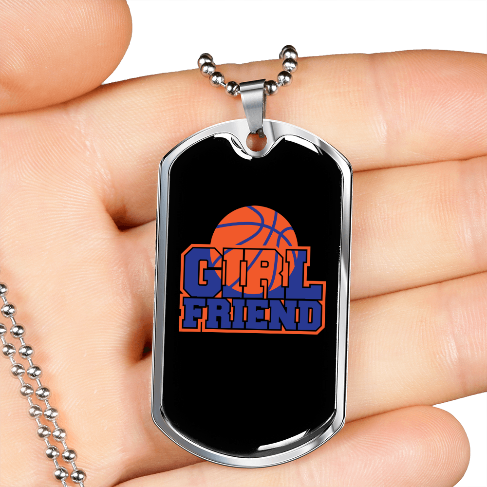 To My Girlfriend Basketball Girlfriend Necklace Stainless Steel or 18k Gold Dog Tag 24" Chain-Express Your Love Gifts