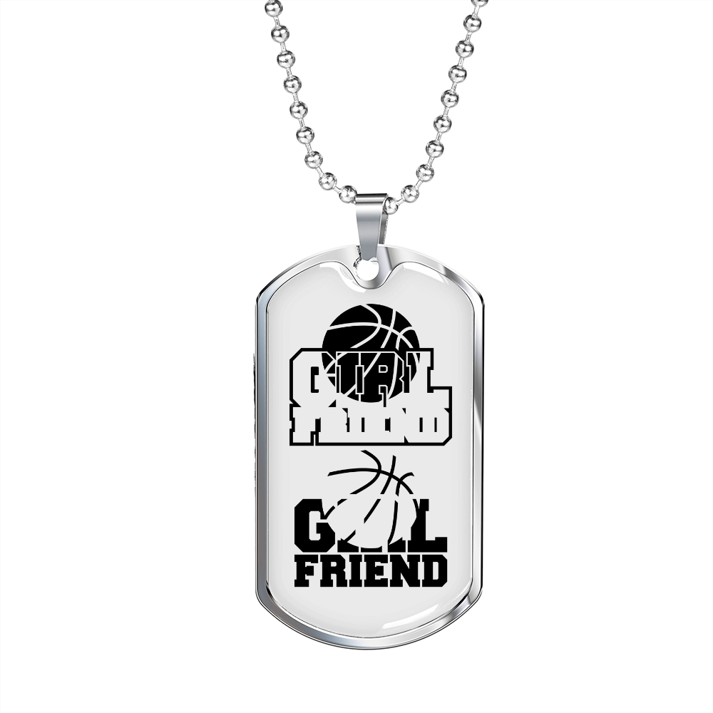 To My Girlfriend Basketball Girlfriend TranspArent Black Necklace Stainless Steel or 18k Gold Dog Tag 24" Chain-Express Your Love Gifts