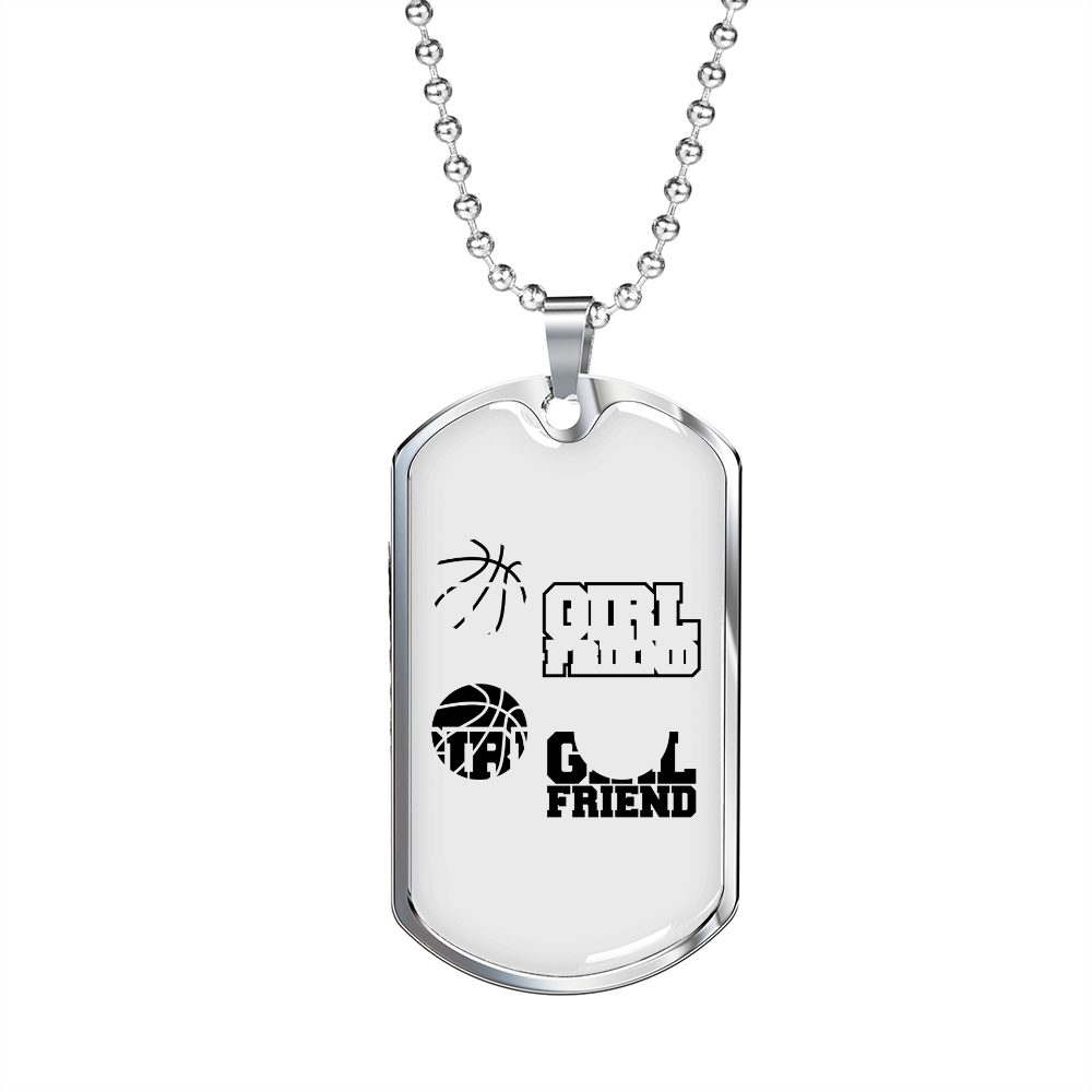 To My Girlfriend Basketball Girlfriend TranspArent Necklace Stainless Steel or 18k Gold Dog Tag 24" Chain-Express Your Love Gifts