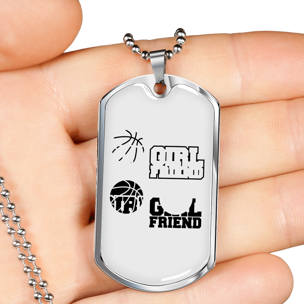 To My Girlfriend Basketball Girlfriend TranspArent Necklace Stainless Steel or 18k Gold Dog Tag 24" Chain-Express Your Love Gifts