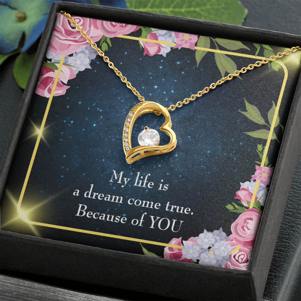 To My Girlfriend Because of YOU Forever Necklace w Message Card-Express Your Love Gifts