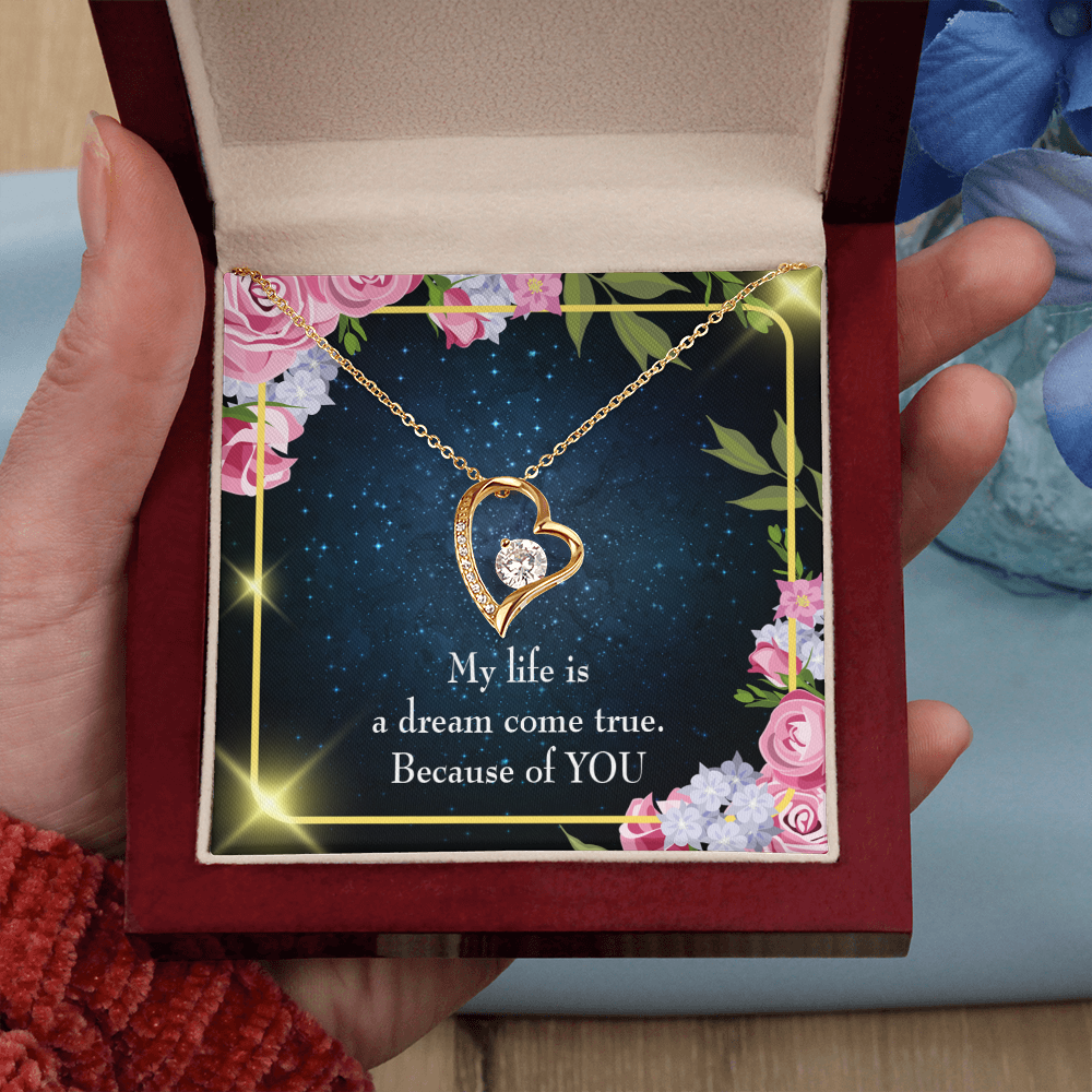To My Girlfriend Because of YOU Forever Necklace w Message Card-Express Your Love Gifts
