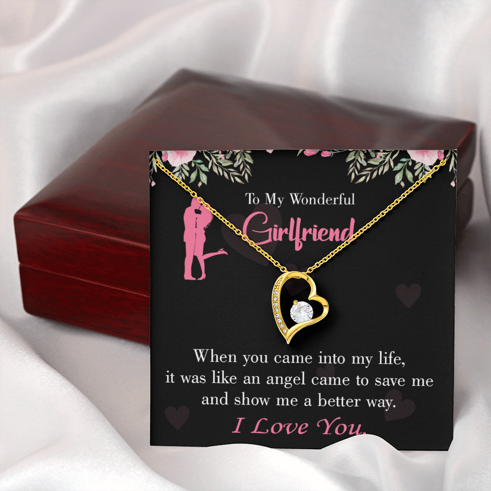 To My Girlfriend Better Way Forever Necklace w Message Card-Express Your Love Gifts