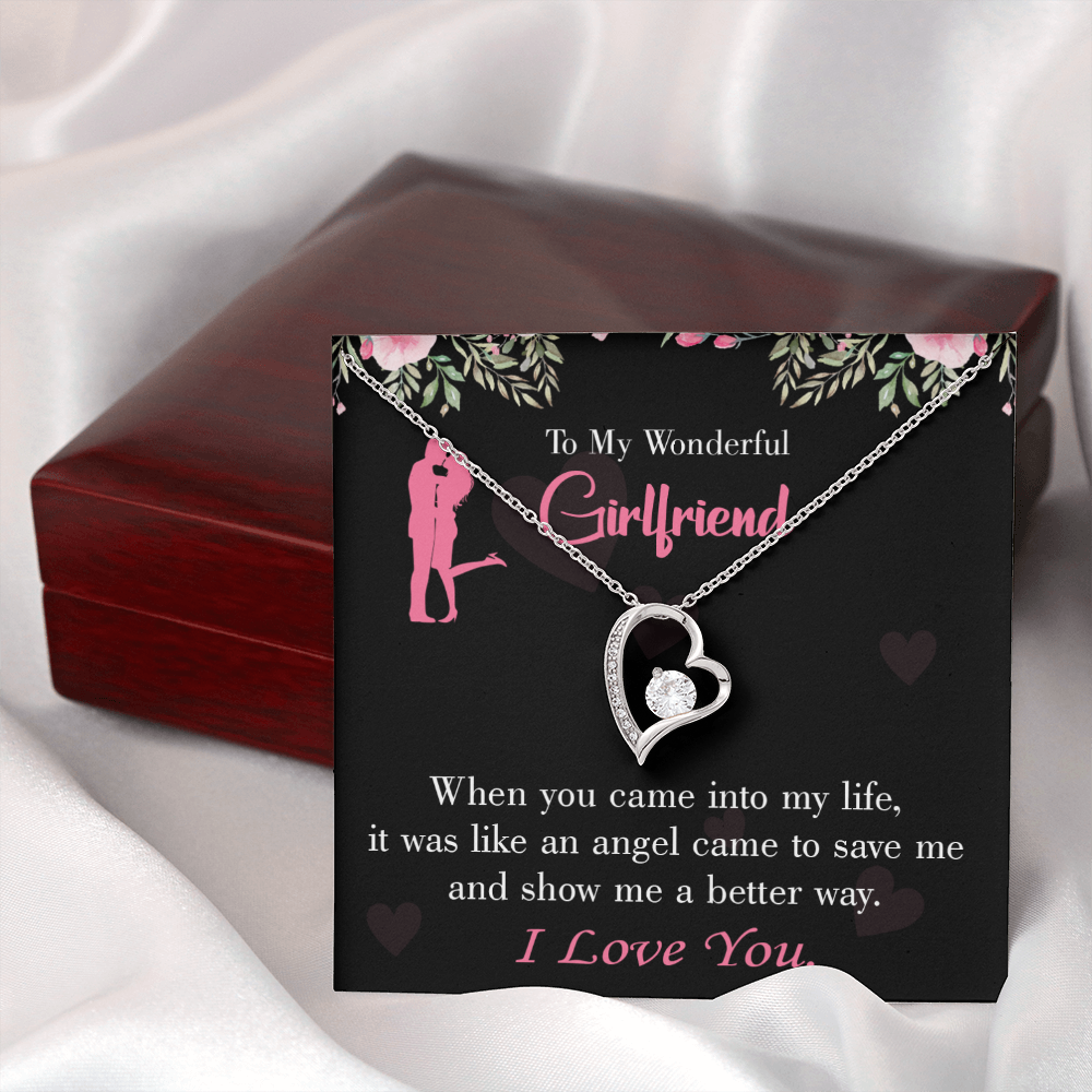 To My Girlfriend Better Way Forever Necklace w Message Card-Express Your Love Gifts