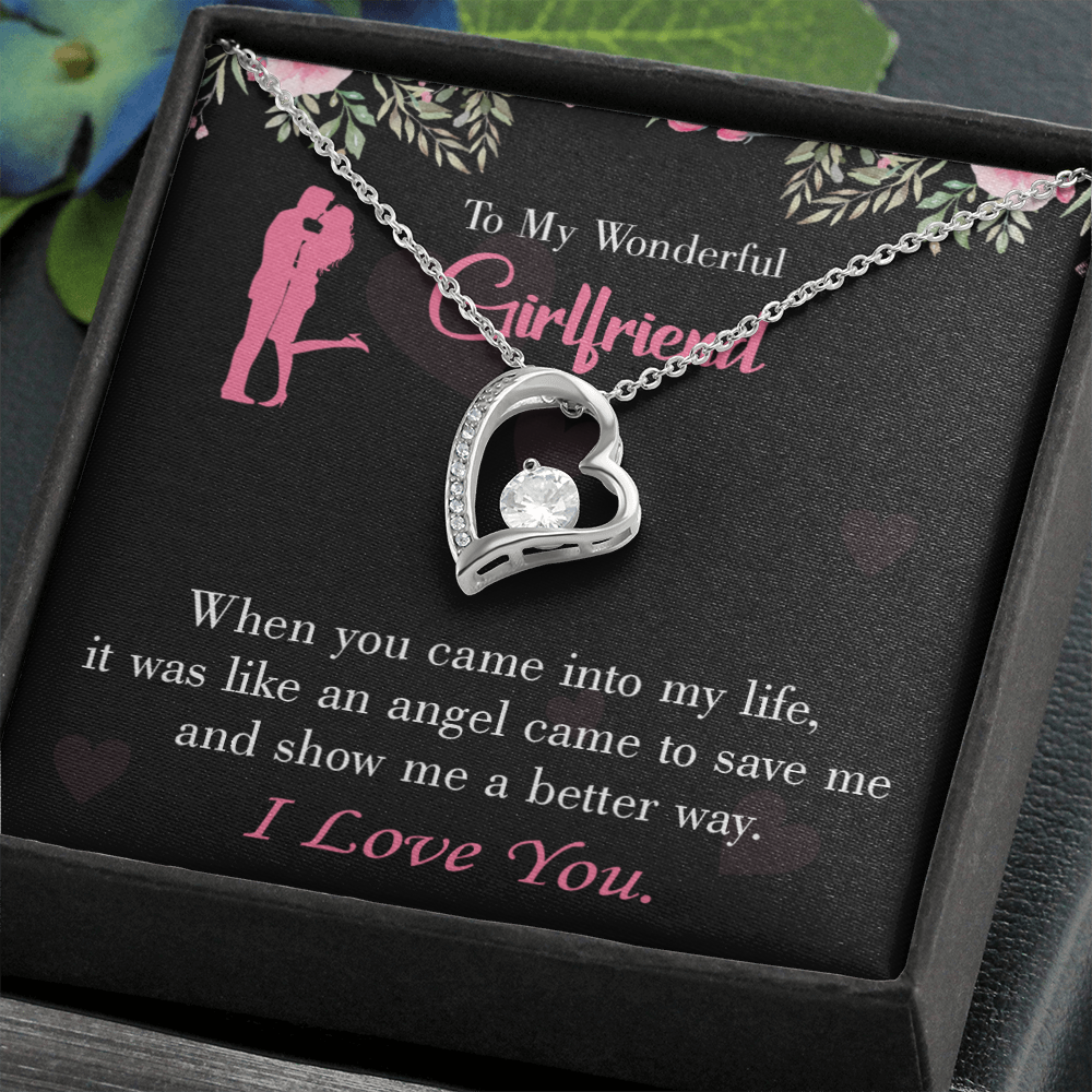 To My Girlfriend Better Way Forever Necklace w Message Card-Express Your Love Gifts