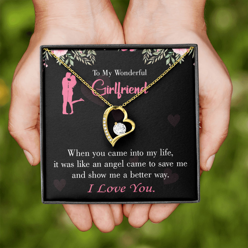 To My Girlfriend Better Way Forever Necklace w Message Card-Express Your Love Gifts