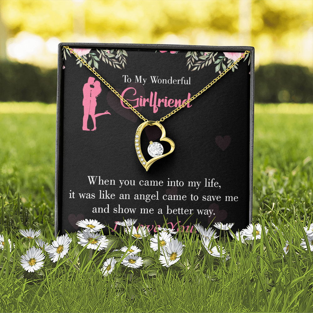 To My Girlfriend Better Way Forever Necklace w Message Card-Express Your Love Gifts