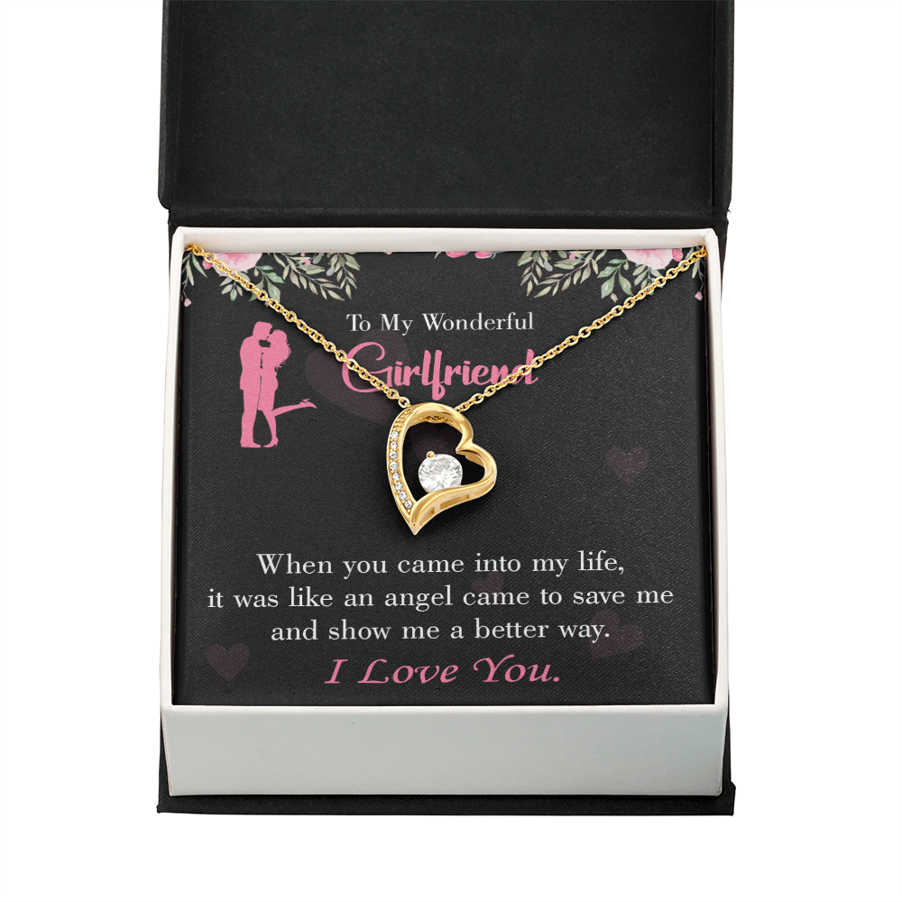 To My Girlfriend Better Way Forever Necklace w Message Card-Express Your Love Gifts