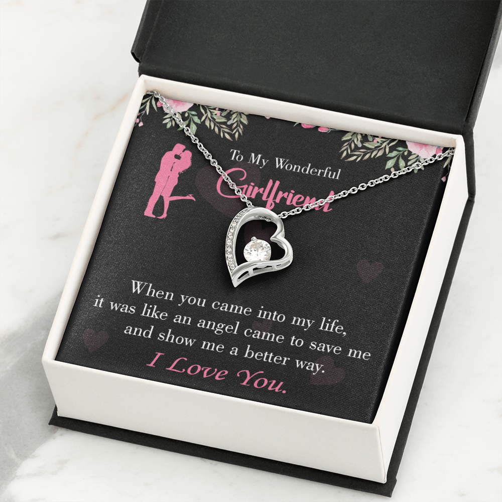 To My Girlfriend Better Way Forever Necklace w Message Card-Express Your Love Gifts