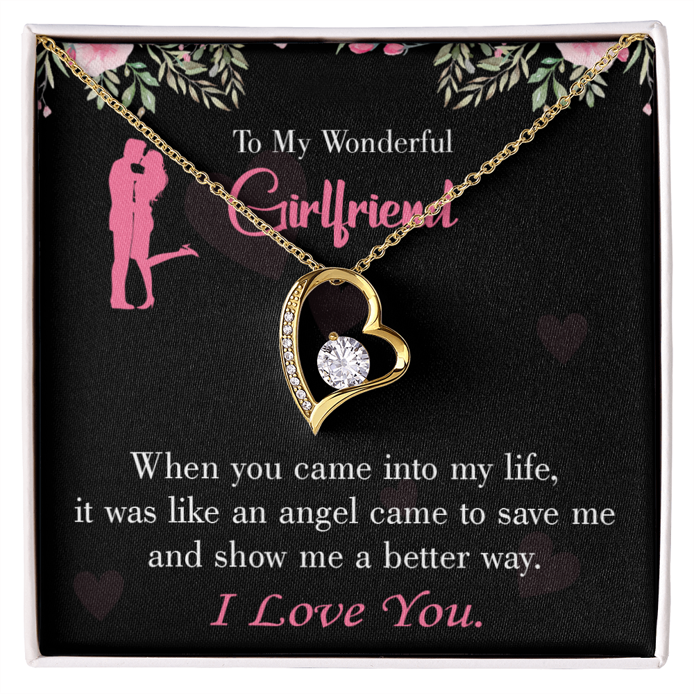 To My Girlfriend Better Way Forever Necklace w Message Card-Express Your Love Gifts