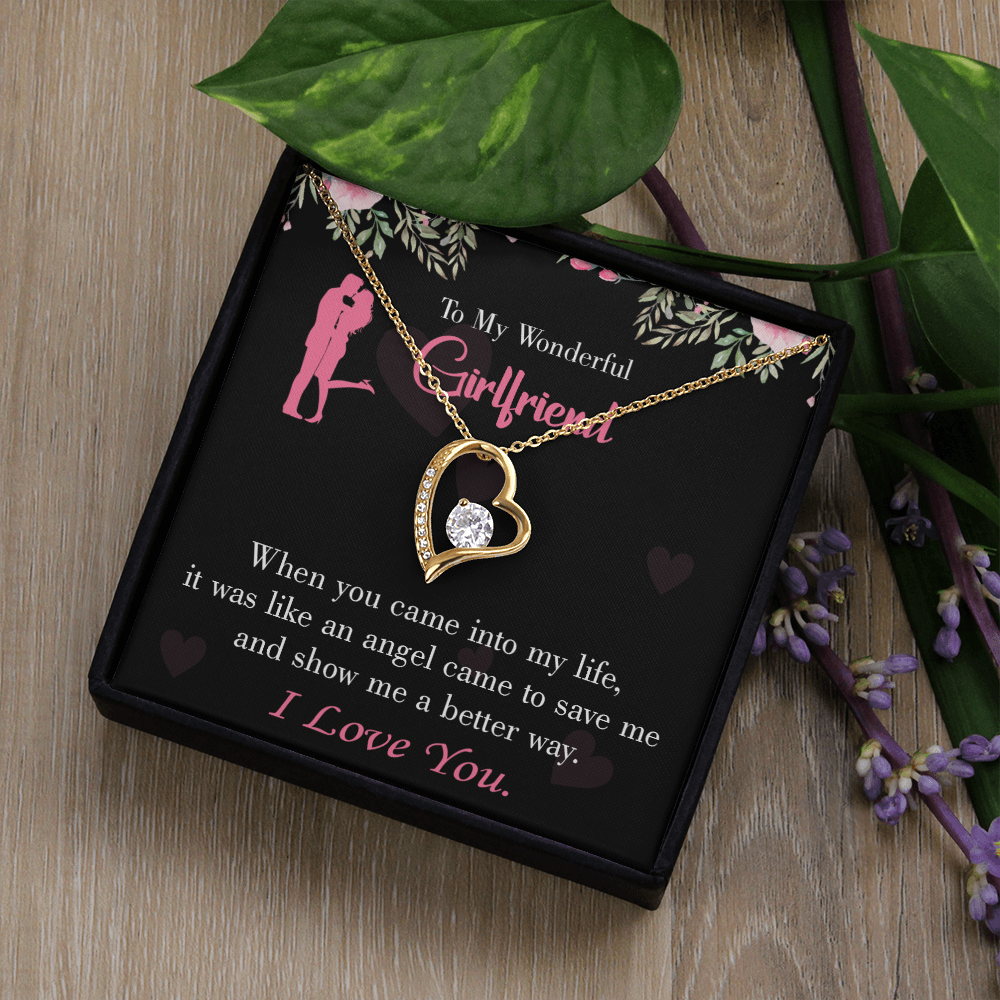 To My Girlfriend Better Way Forever Necklace w Message Card-Express Your Love Gifts