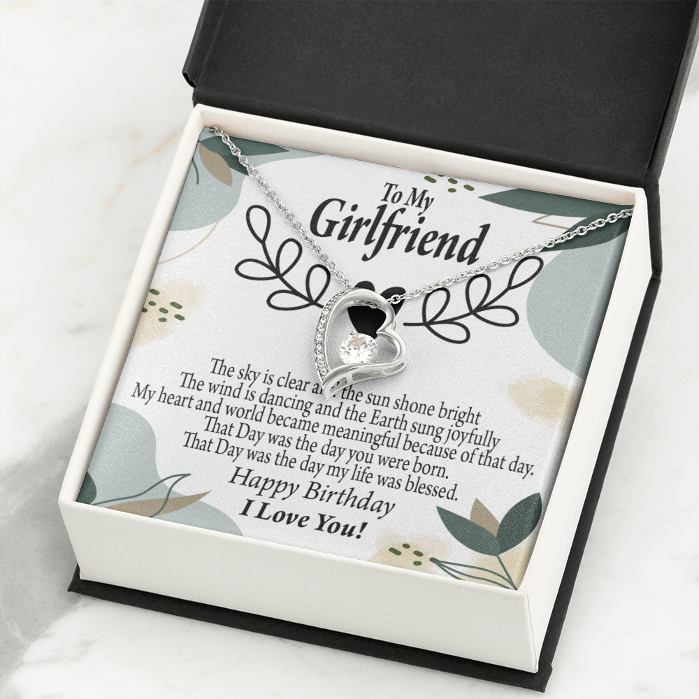 To My Girlfriend Birthday My World Forever Necklace w Message Card-Express Your Love Gifts