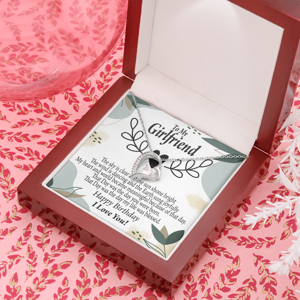 To My Girlfriend Birthday My World Forever Necklace w Message Card-Express Your Love Gifts