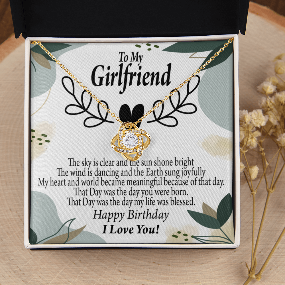 To My Girlfriend Birthday My World Infinity Knot Necklace Message Card-Express Your Love Gifts