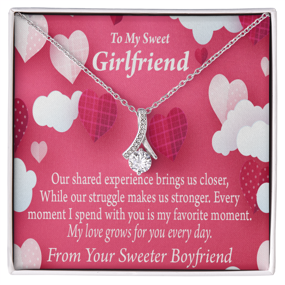 To My Girlfriend Every Moment Spent With You Girlfriend Card Alluring Ribbon Necklace Message Card-Express Your Love Gifts