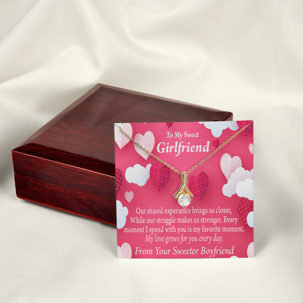 To My Girlfriend Every Moment Spent With You Girlfriend Card Alluring Ribbon Necklace Message Card-Express Your Love Gifts