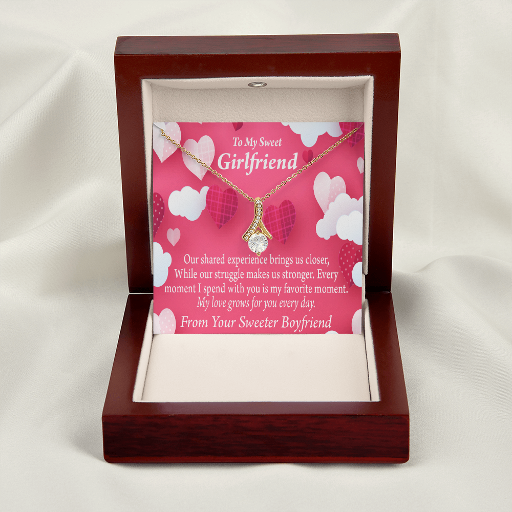 To My Girlfriend Every Moment Spent With You Girlfriend Card Alluring Ribbon Necklace Message Card-Express Your Love Gifts