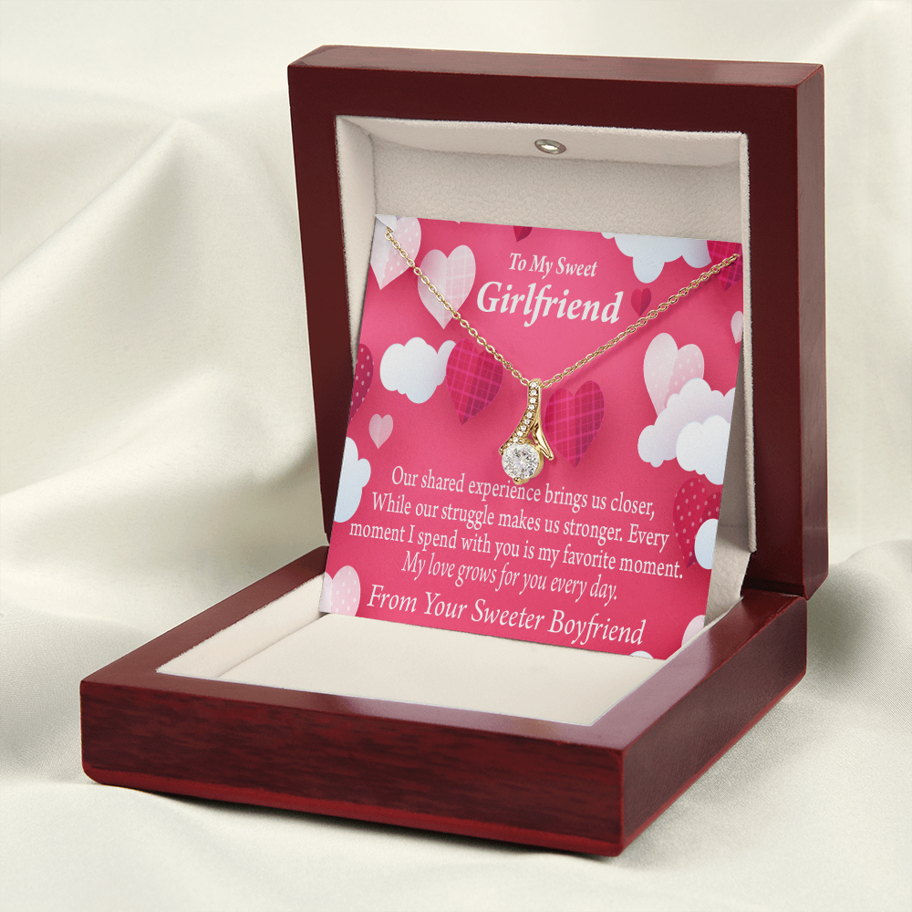 To My Girlfriend Every Moment Spent With You Girlfriend Card Alluring Ribbon Necklace Message Card-Express Your Love Gifts