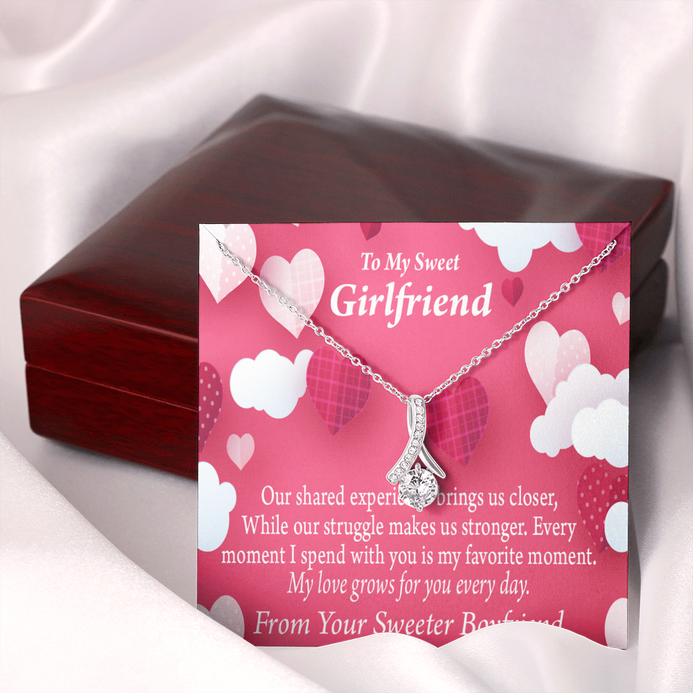 To My Girlfriend Every Moment Spent With You Girlfriend Card Alluring Ribbon Necklace Message Card-Express Your Love Gifts