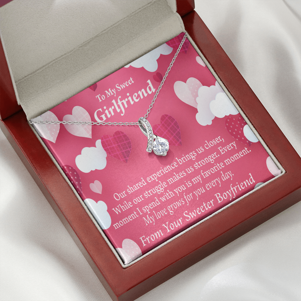 To My Girlfriend Every Moment Spent With You Girlfriend Card Alluring Ribbon Necklace Message Card-Express Your Love Gifts