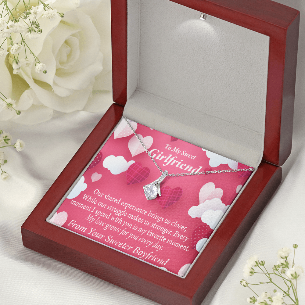 To My Girlfriend Every Moment Spent With You Girlfriend Card Alluring Ribbon Necklace Message Card-Express Your Love Gifts