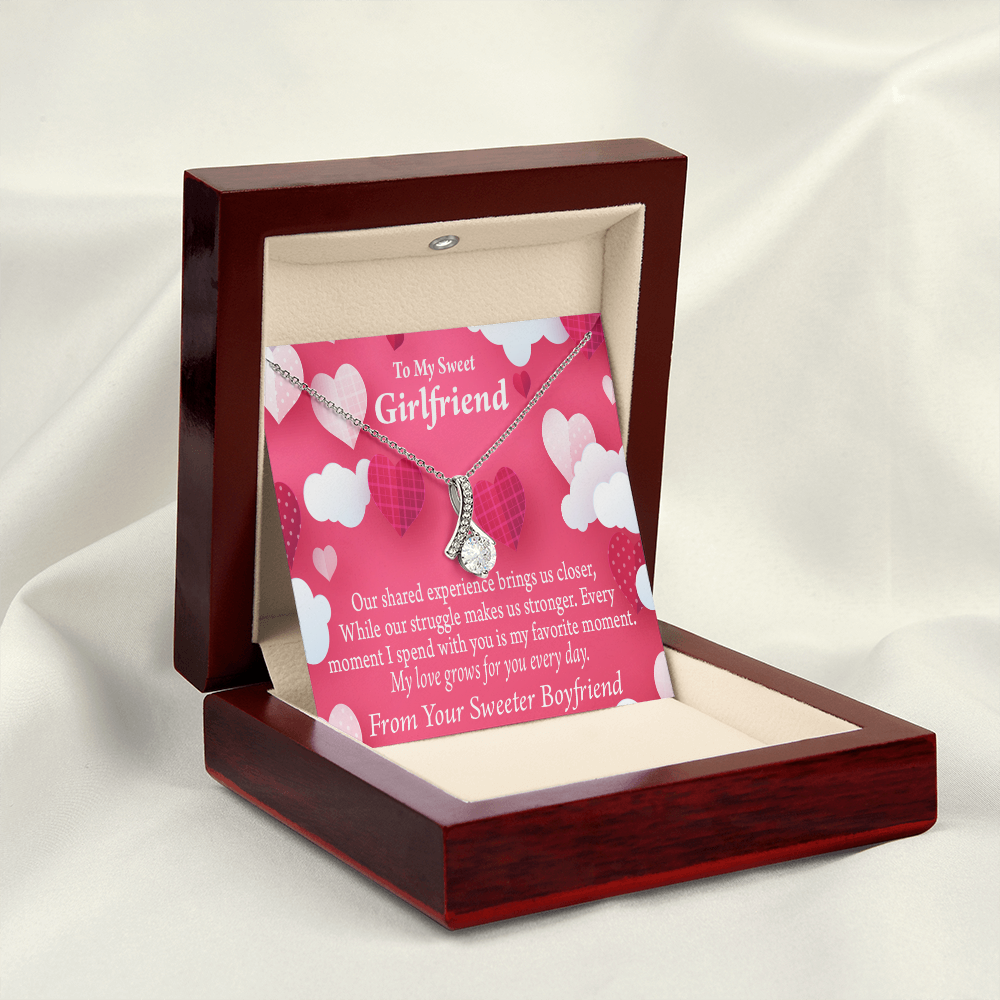 To My Girlfriend Every Moment Spent With You Girlfriend Card Alluring Ribbon Necklace Message Card-Express Your Love Gifts