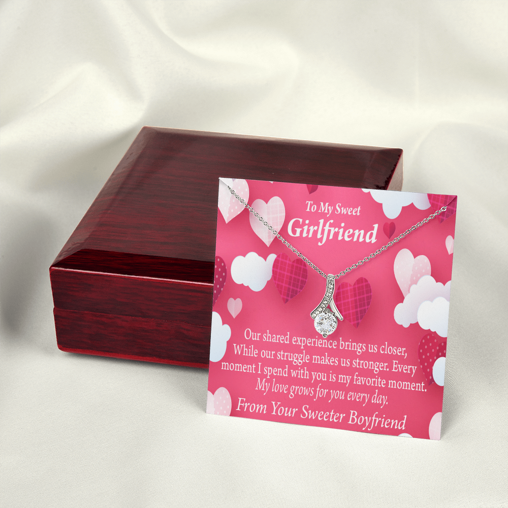 To My Girlfriend Every Moment Spent With You Girlfriend Card Alluring Ribbon Necklace Message Card-Express Your Love Gifts