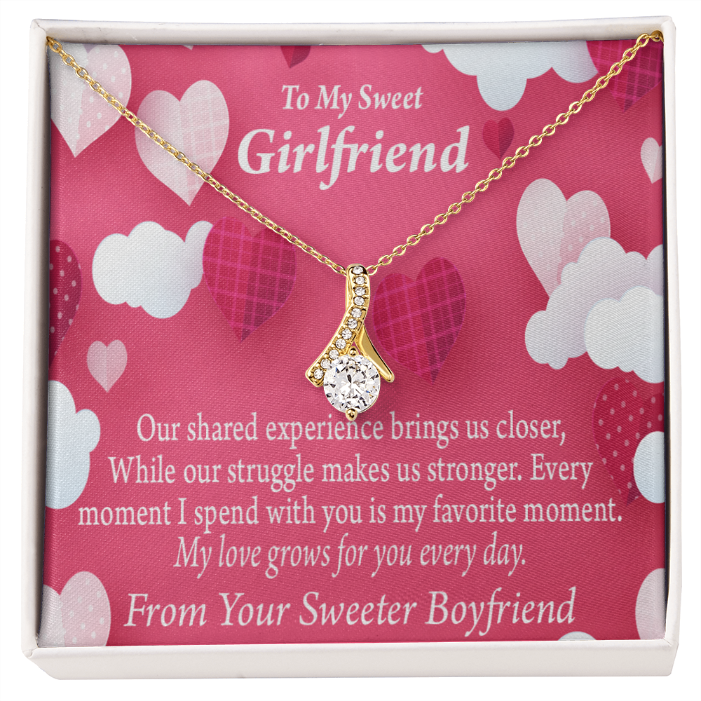 To My Girlfriend Every Moment Spent With You Girlfriend Card Alluring Ribbon Necklace Message Card-Express Your Love Gifts