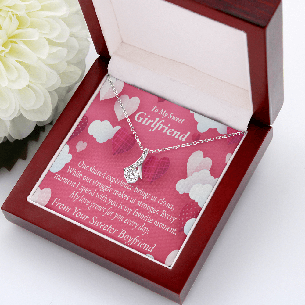 To My Girlfriend Every Moment Spent With You Girlfriend Card Alluring Ribbon Necklace Message Card-Express Your Love Gifts