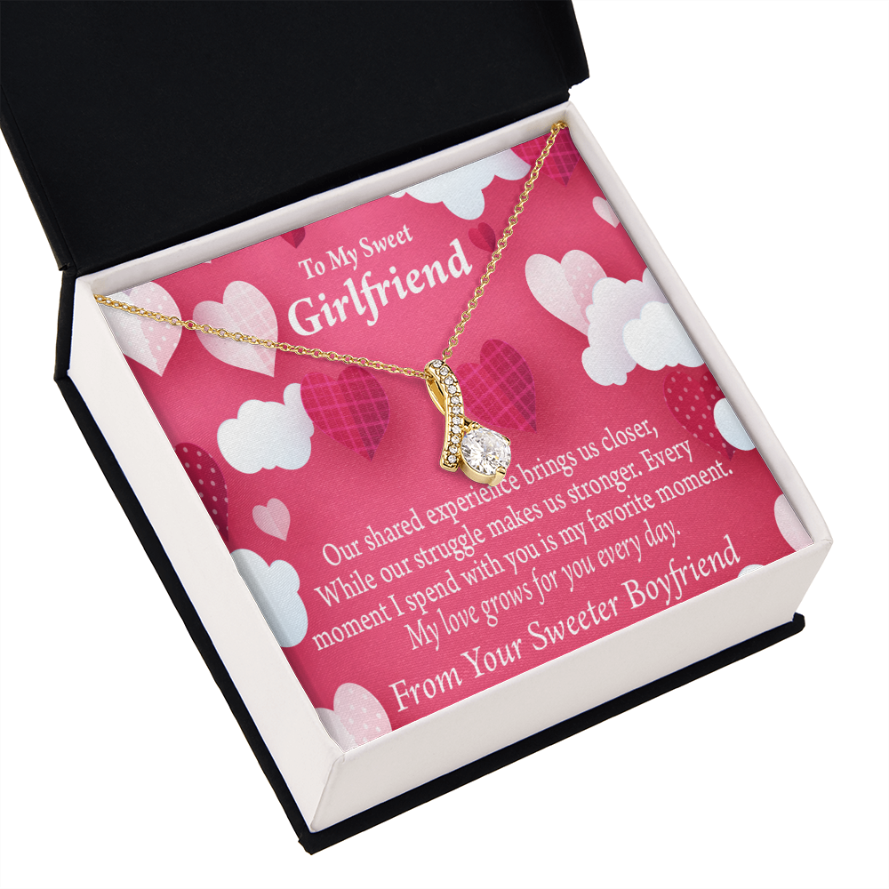 To My Girlfriend Every Moment Spent With You Girlfriend Card Alluring Ribbon Necklace Message Card-Express Your Love Gifts