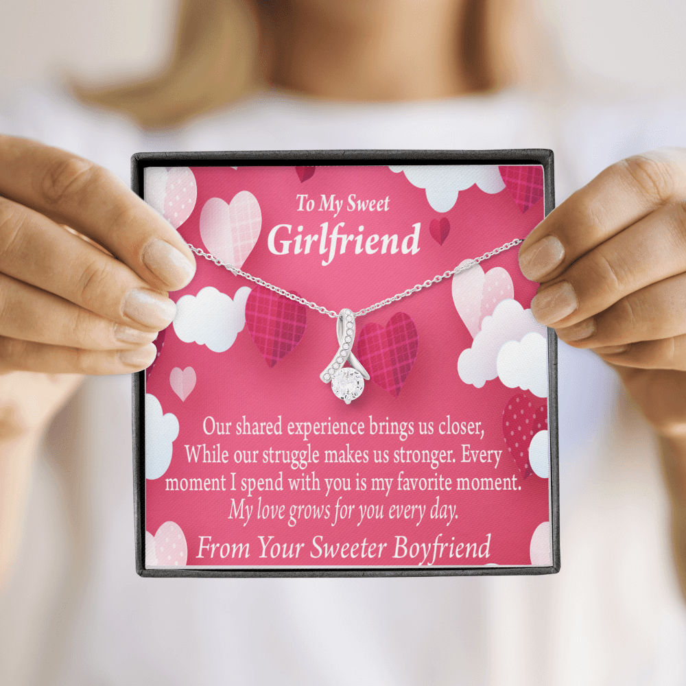 To My Girlfriend Every Moment Spent With You Girlfriend Card Alluring Ribbon Necklace Message Card-Express Your Love Gifts