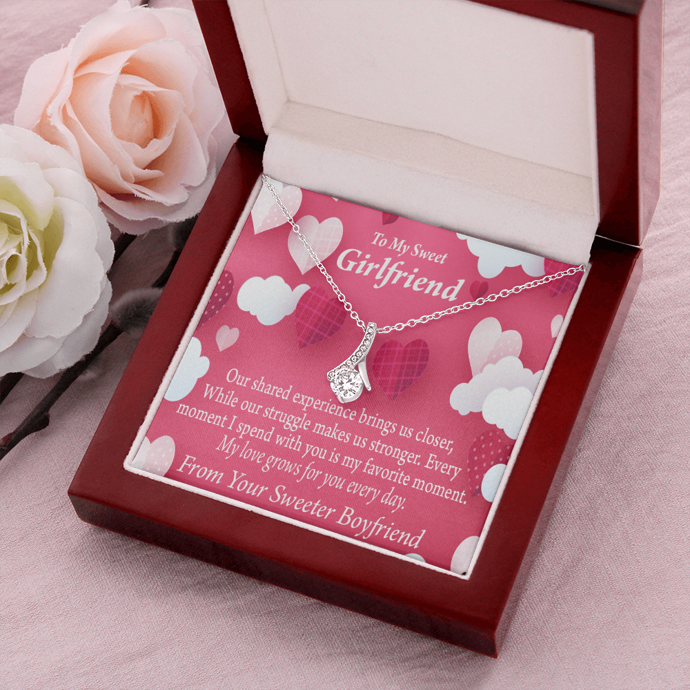 To My Girlfriend Every Moment Spent With You Girlfriend Card Alluring Ribbon Necklace Message Card-Express Your Love Gifts