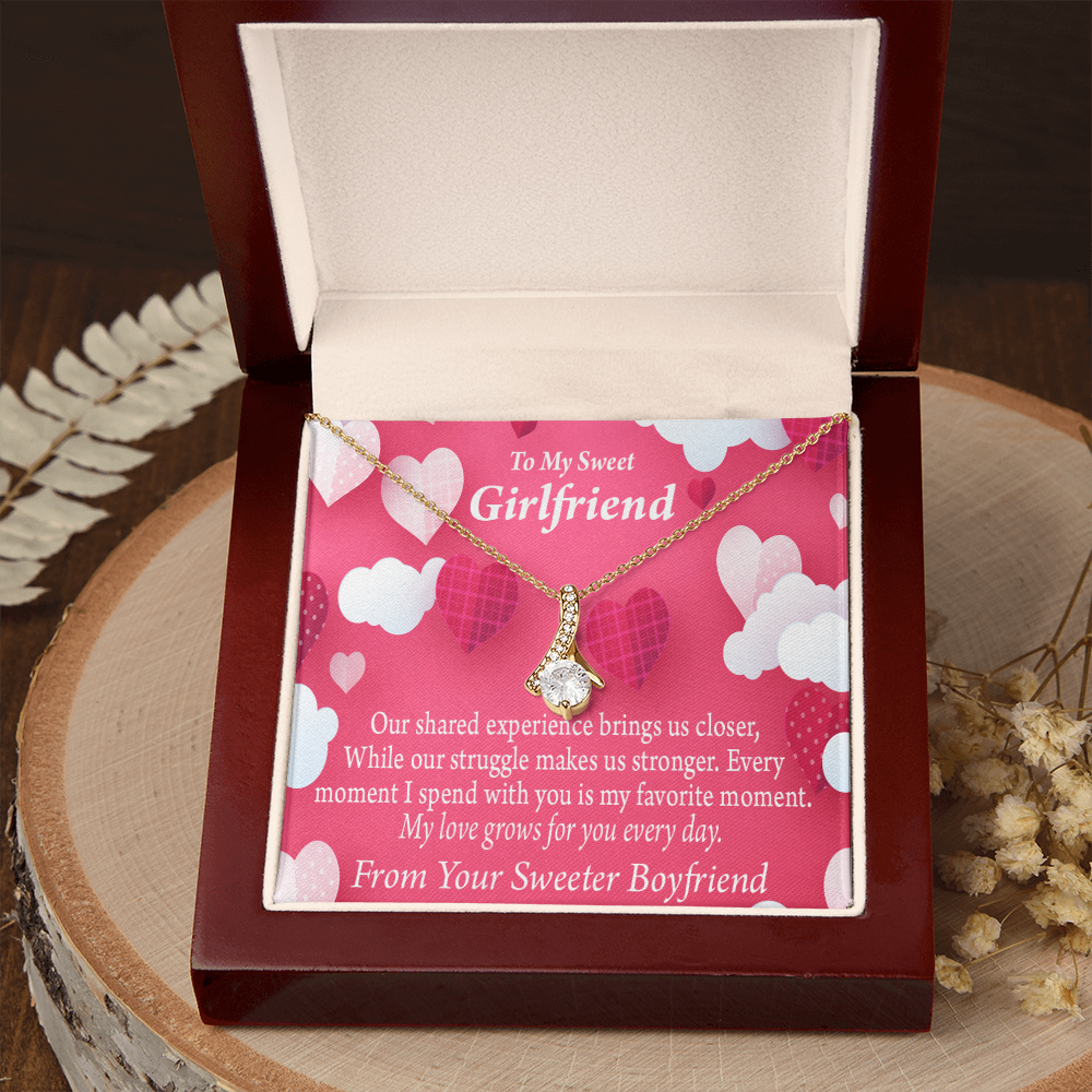 To My Girlfriend Every Moment Spent With You Girlfriend Card Alluring Ribbon Necklace Message Card-Express Your Love Gifts