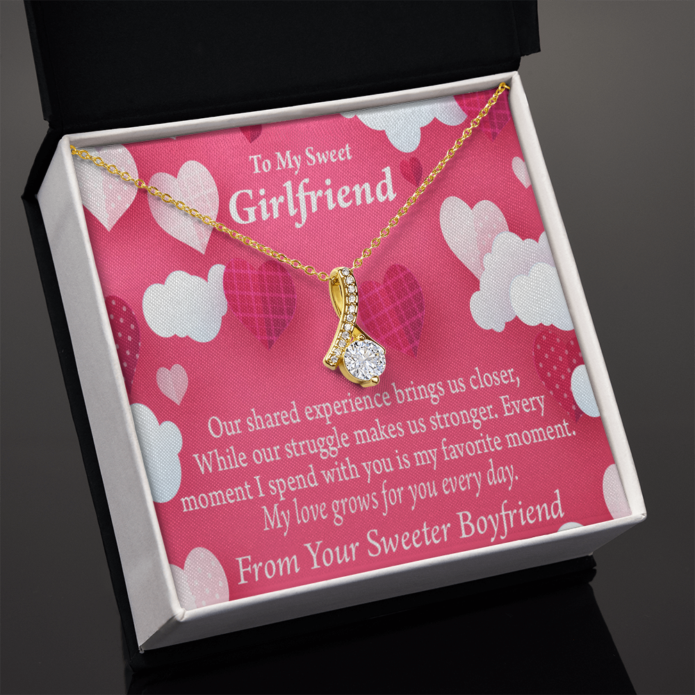 To My Girlfriend Every Moment Spent With You Girlfriend Card Alluring Ribbon Necklace Message Card-Express Your Love Gifts