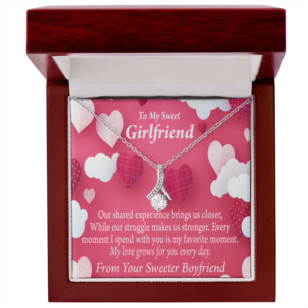 To My Girlfriend Every Moment Spent With You Girlfriend Card Alluring Ribbon Necklace Message Card-Express Your Love Gifts