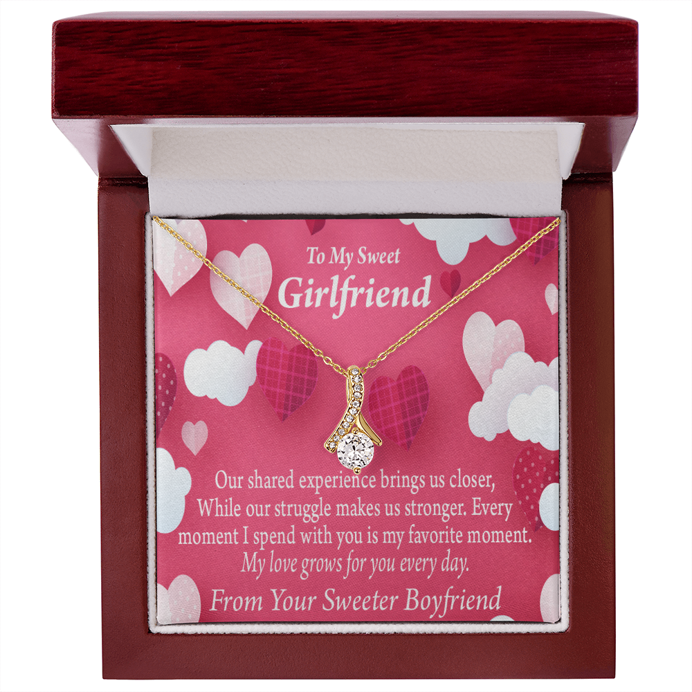 To My Girlfriend Every Moment Spent With You Girlfriend Card Alluring Ribbon Necklace Message Card-Express Your Love Gifts