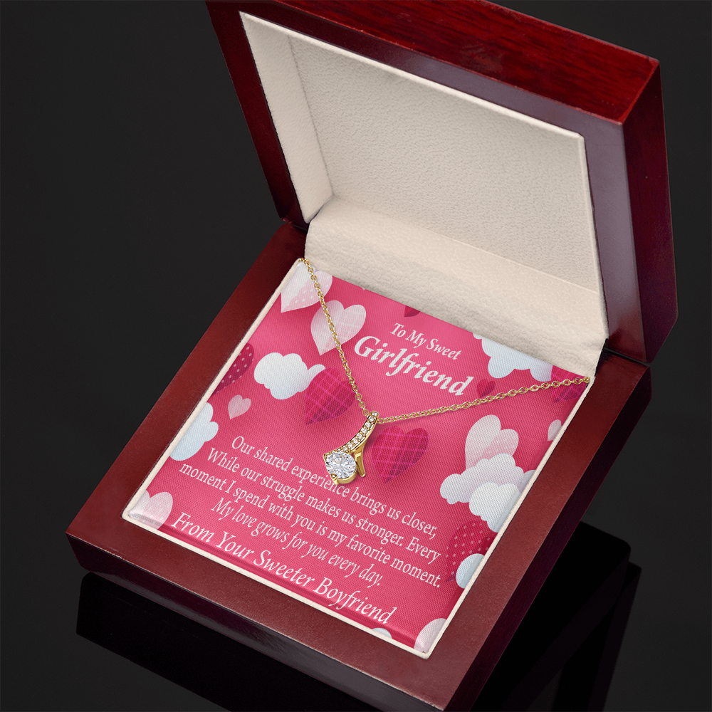 To My Girlfriend Every Moment Spent With You Girlfriend Card Alluring Ribbon Necklace Message Card-Express Your Love Gifts