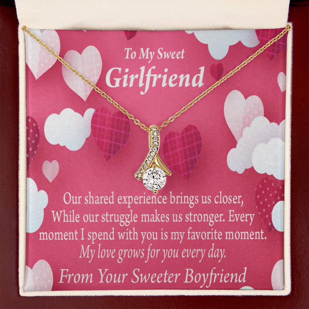 To My Girlfriend Every Moment Spent With You Girlfriend Card Alluring Ribbon Necklace Message Card-Express Your Love Gifts