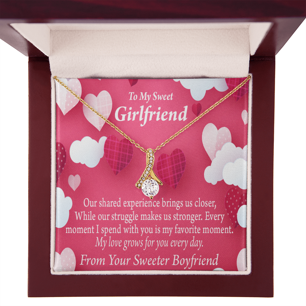 To My Girlfriend Every Moment Spent With You Girlfriend Card Alluring Ribbon Necklace Message Card-Express Your Love Gifts