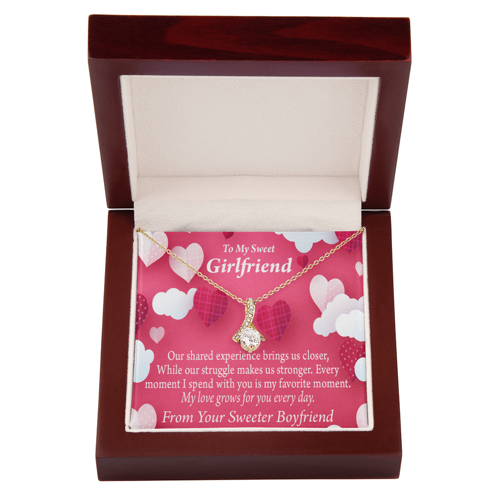 To My Girlfriend Every Moment Spent With You Girlfriend Card Alluring Ribbon Necklace Message Card-Express Your Love Gifts