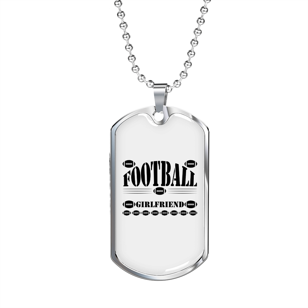 To My Girlfriend Football Girlfriend Necklace Stainless Steel or 18k Gold Dog Tag 24" Chain-Express Your Love Gifts