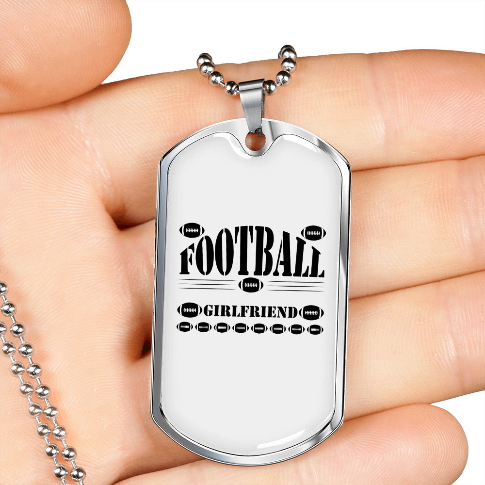 To My Girlfriend Football Girlfriend Necklace Stainless Steel or 18k Gold Dog Tag 24" Chain-Express Your Love Gifts