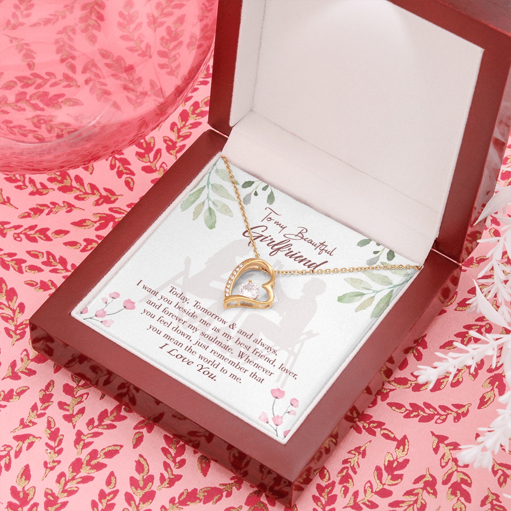 To My Girlfriend Forever my Soulmate Forever Necklace w Message Card-Express Your Love Gifts