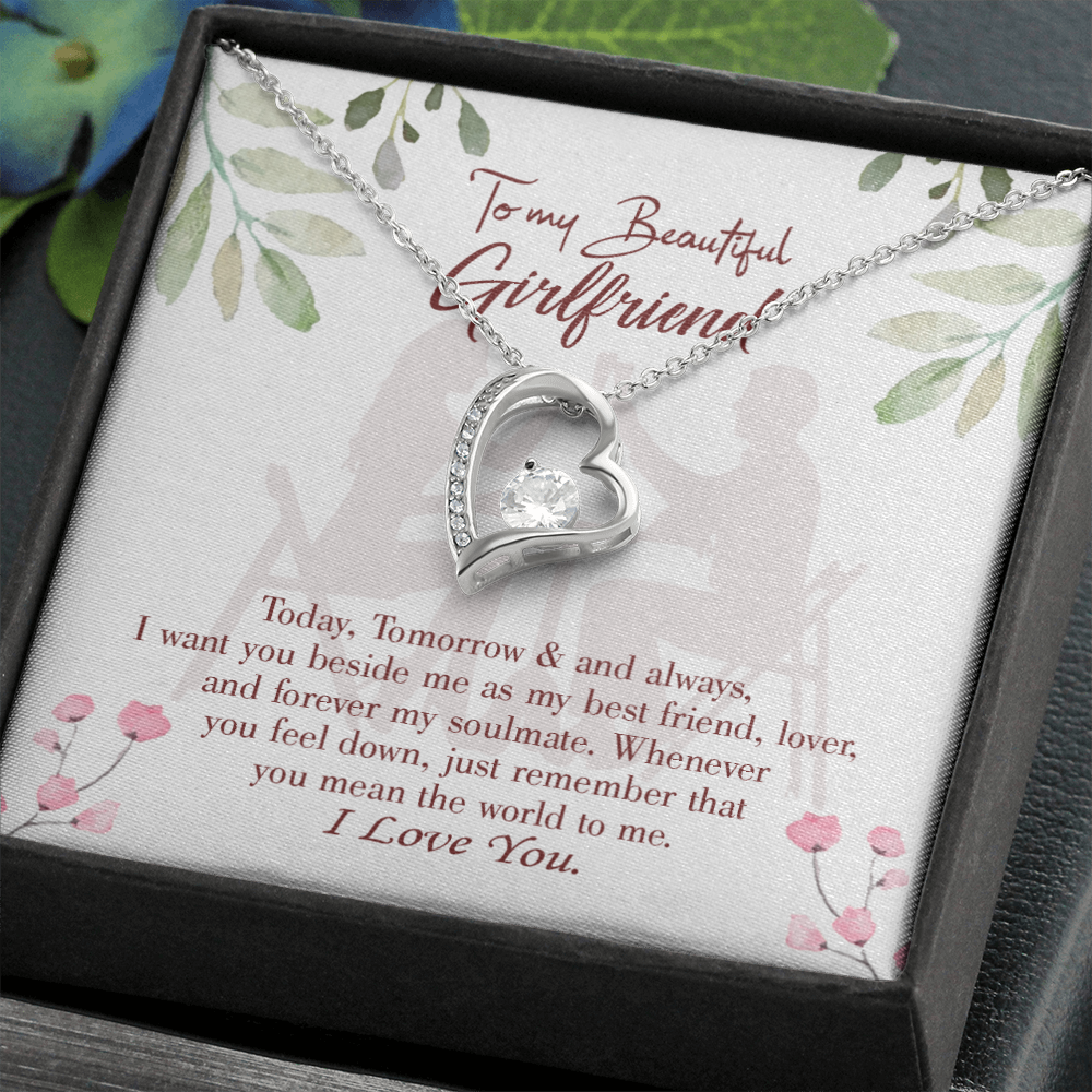 To My Girlfriend Forever my Soulmate Forever Necklace w Message Card-Express Your Love Gifts