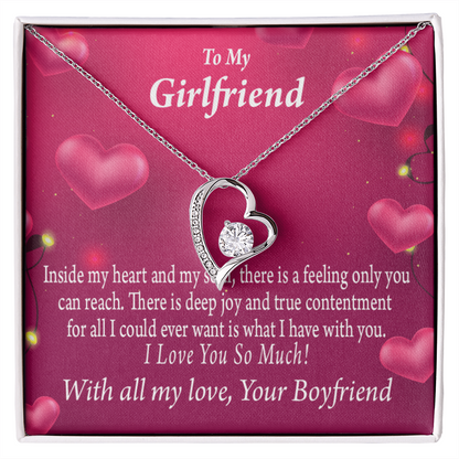 To My Girlfriend Girlfriend Deep Joy And True Contentment Forever Necklace w Message Card-Express Your Love Gifts