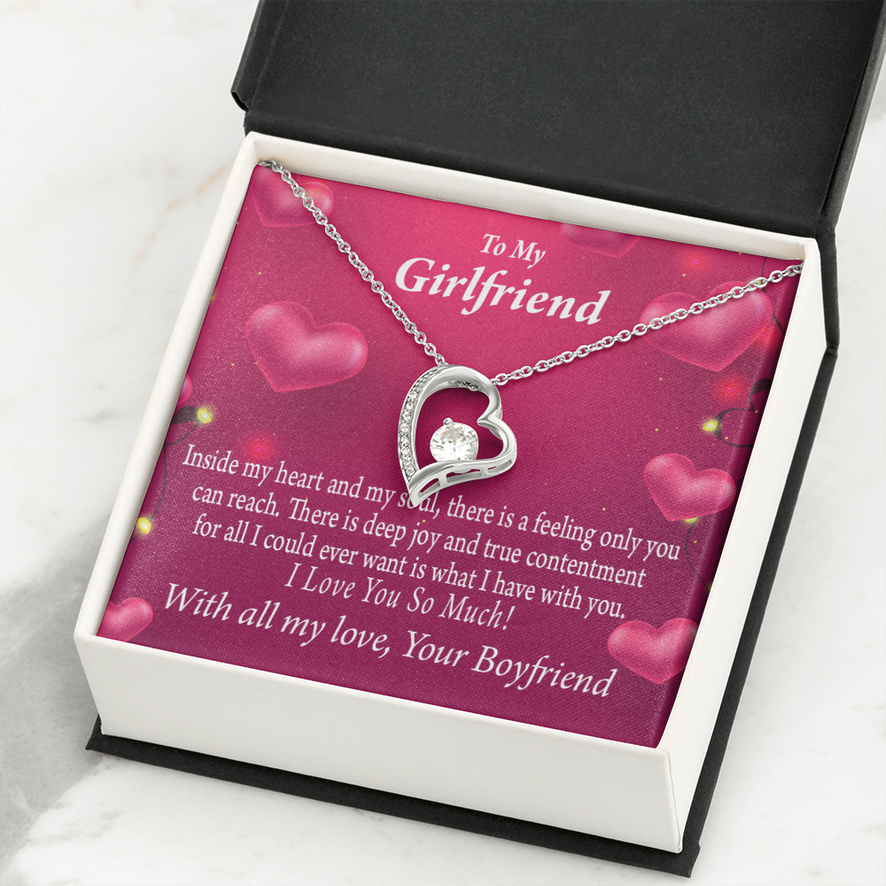 To My Girlfriend Girlfriend Deep Joy And True Contentment Forever Necklace w Message Card-Express Your Love Gifts